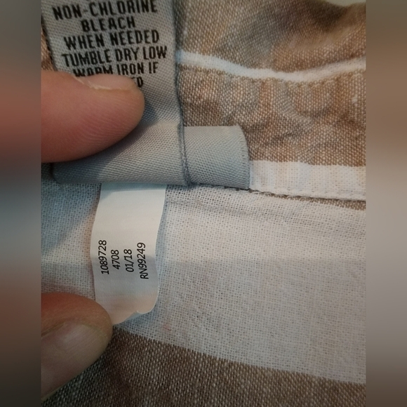 Catherines Linen Blend drop striped blouse button up - Picture 8 of 12